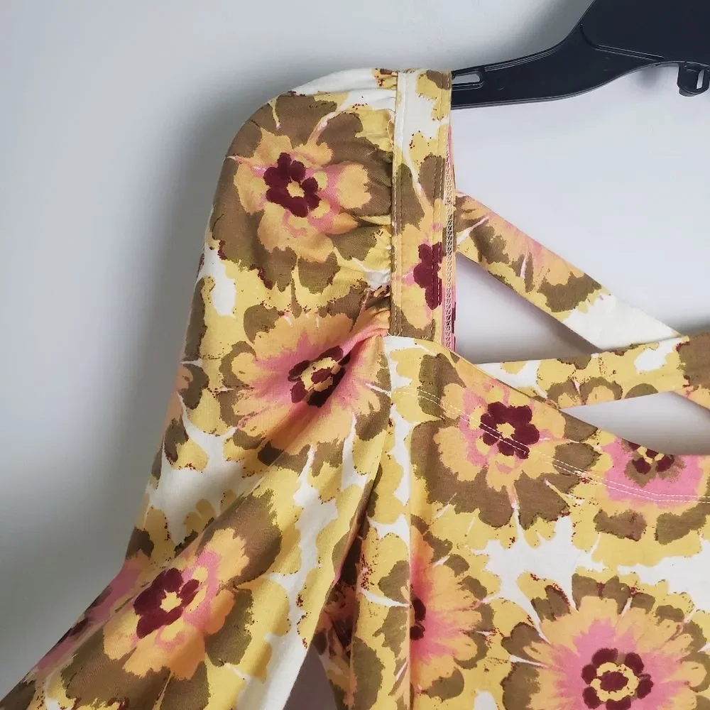 Free People Floral Crossback Top Size Large